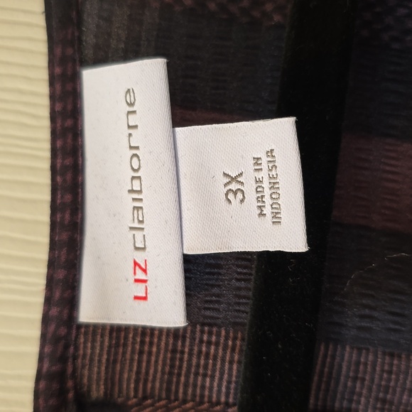 LIZ CLAIBORNE WOMENS CREWNECK PULLOVER PLUS SIZE PURPLE & BLACK TOP SIZE 3X - Picture 4 of 14